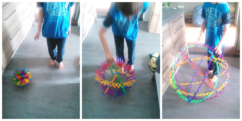 Toys42Hands Hoberman sphere ringen reuze
