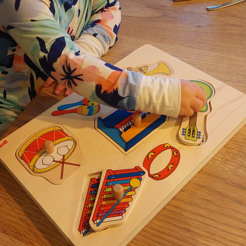 muziek instrumenten puzzel met geluid, sensoriek puzzel, motoriekpuzzel