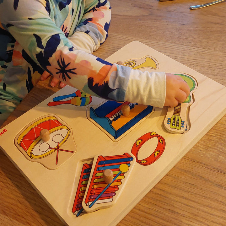muziek instrumenten puzzel met geluid, sensoriek puzzel, motoriekpuzzel