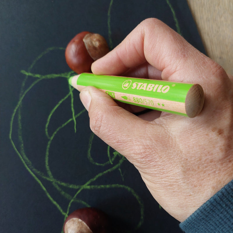 woody stabilo kastanje tekenen, schrijfvoorbereiding