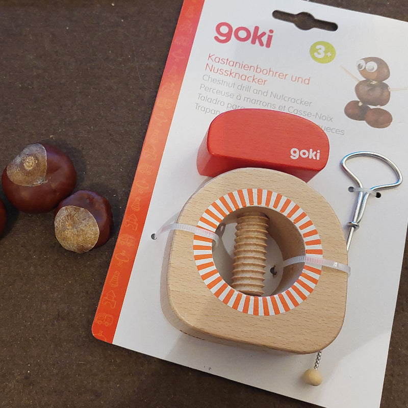 notenkraker, kastanje boor, fijne motoriek kinderspeelgoed