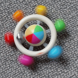 reegenbogen rammelaar van goki, ook tol, twee in een, moetoriekspeelgoed van Toys42hands