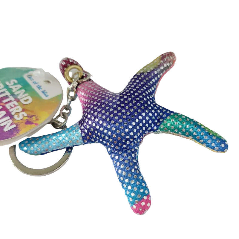 zeester zanddier sleutelhanger, blauw sand glitter sandtier schlüsselanhänger