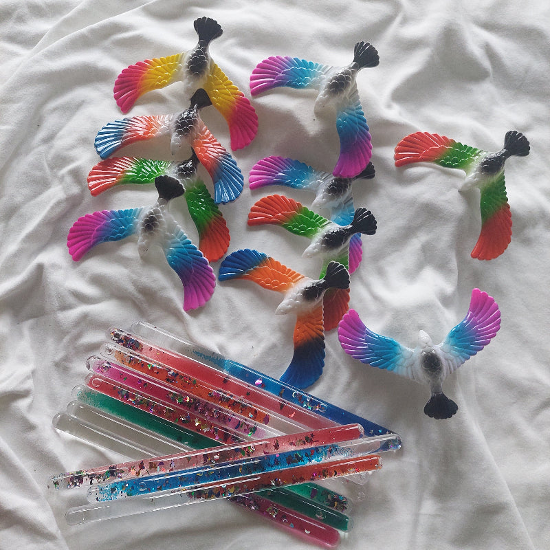 Afleidingsset met toverstaven en vingervogels voor gebruik bij vaccinaties en medische handelingen