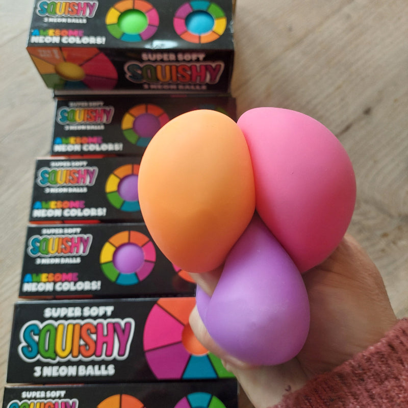 fidget ballen, squish neon colors 3 stuks