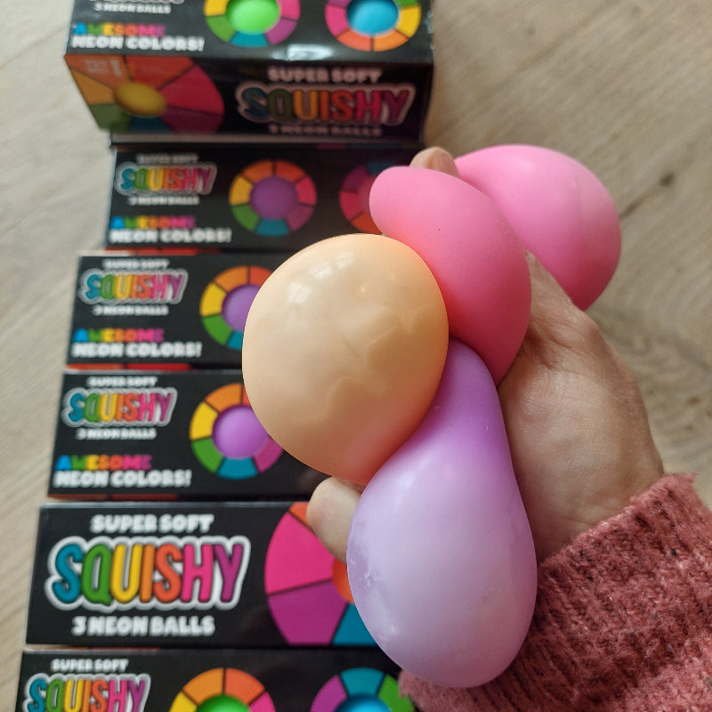 squishy antistressballen, set van 3 stuks, zachte fidget ballen