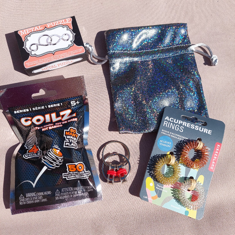 sensoriek fidget set van metallen fidgets incl zakje