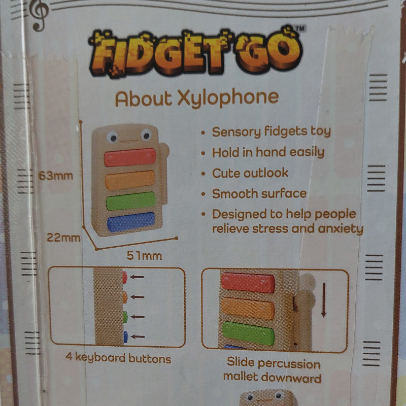 achtertkant verpakking fidget go acout xylophone, sensoriek en motoriek fidet speelgoed