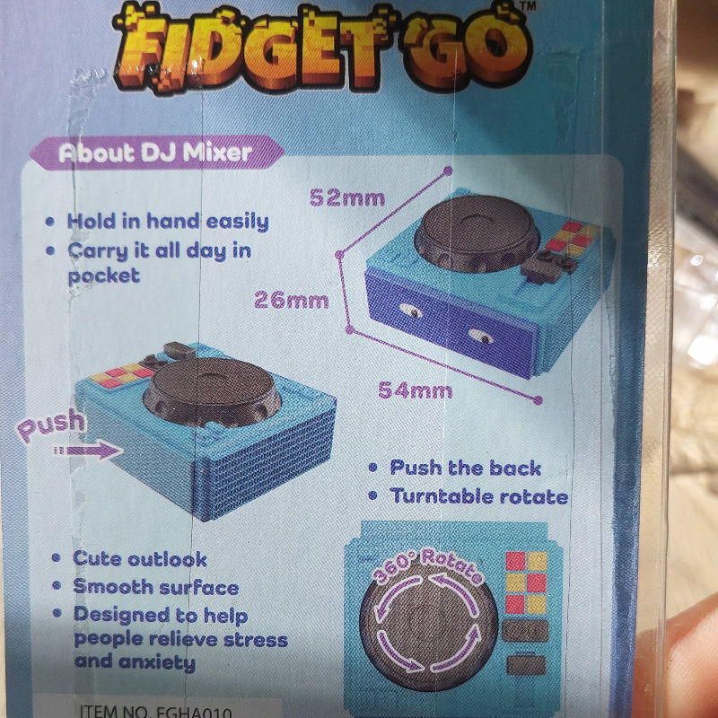 fidget go dj mixer, fidget met beweging, sensoriek en geluid, achterkant verpakking