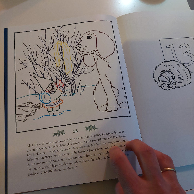 pagina 12 van het adventskalender tekenboek met toverpapier, motoriek en fijne motoriek spelenderwijs oefenen toys42hands