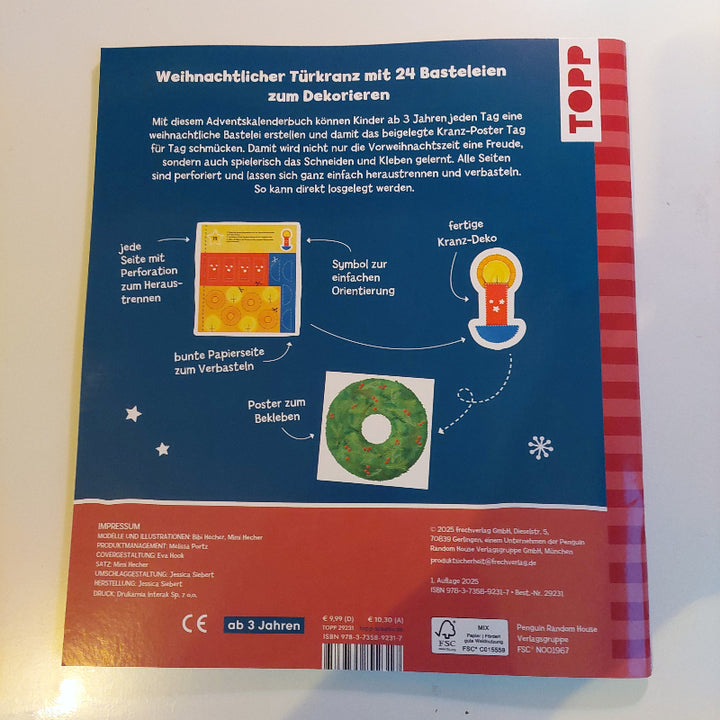 verbastelbuch adventskalender kranz von topp, basteln im advent, motorik üben