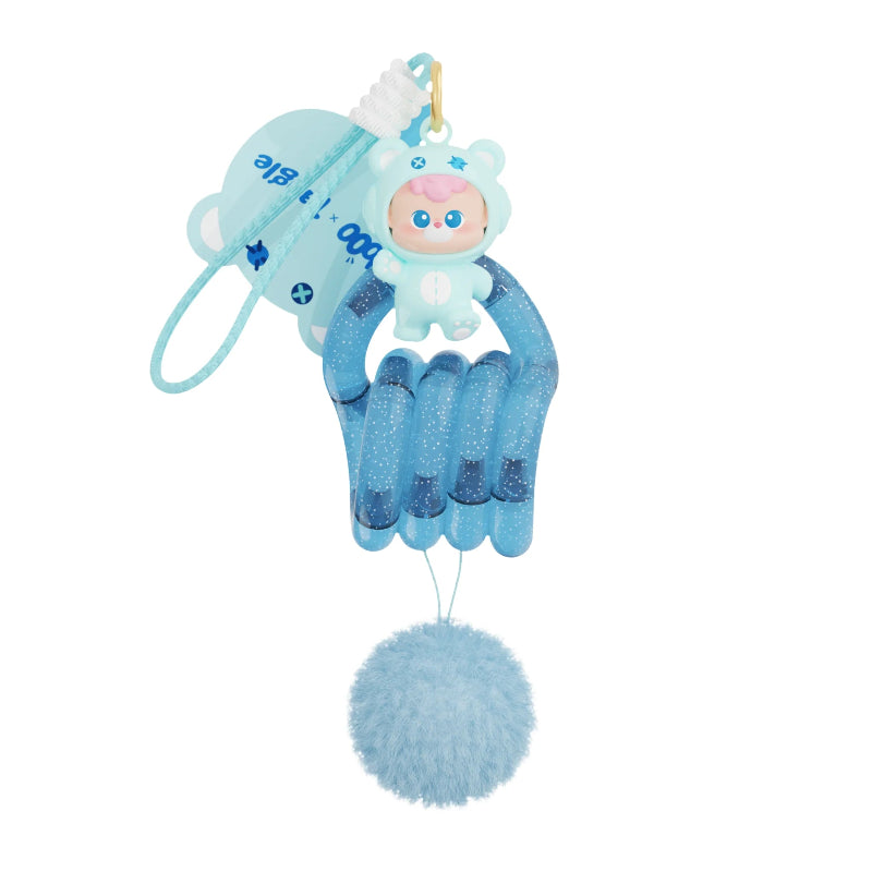 Blauwe DiuDiu Baby Bear Tangle Keychain uit de HiddenWooo blind box collectie voor verzamelaars.