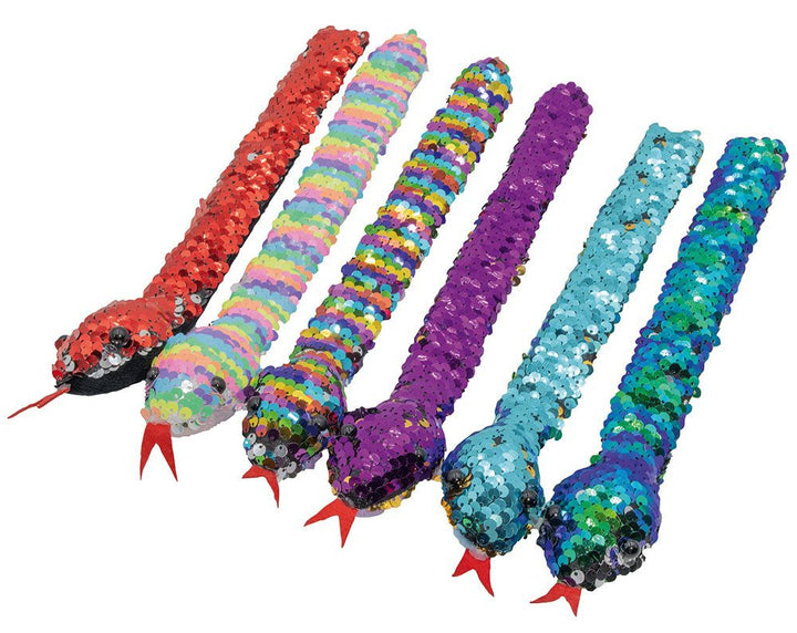 Snaparmband slang met pailletten in 6 verschillende kleuren – sensorisch speelgoed voor visuele en tactiele prikkels