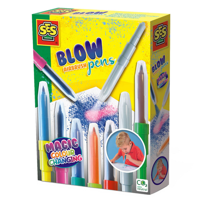 blow airbrush pens met magic colour changing pen, ses logopedie materiaal