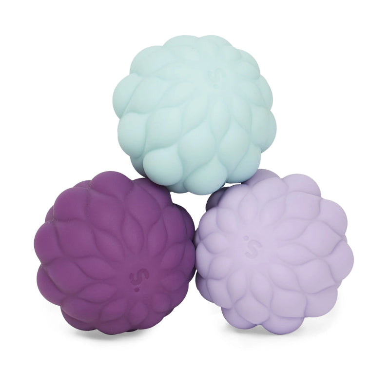 drie grote magneetballen in paars tinten, fidget magneten
