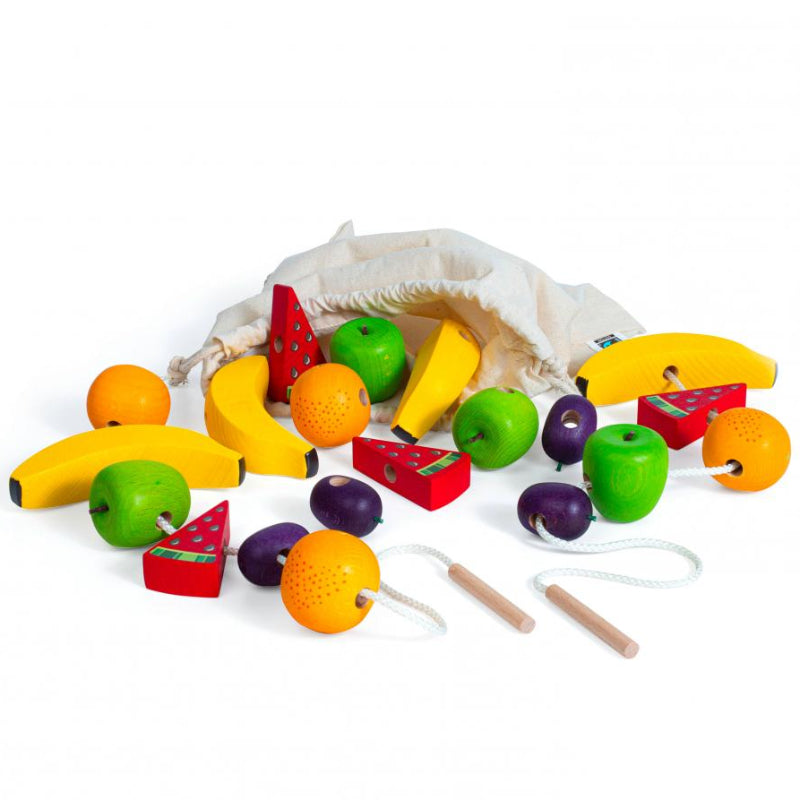 Lernspiel Fädelfrüchte, rijgfruit, leerspel, motoriekspeelgoed