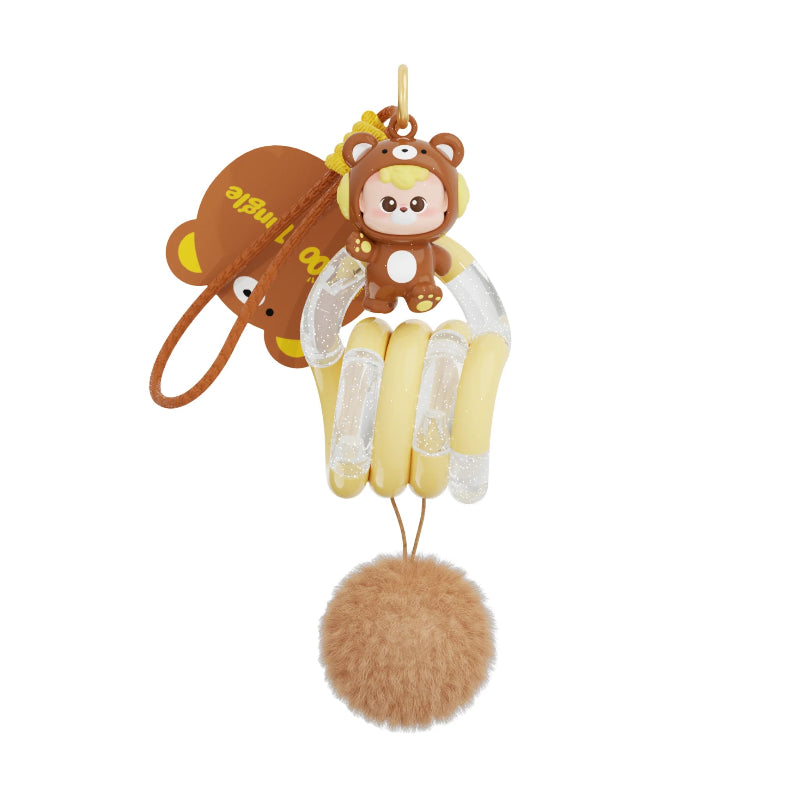 Bruine DiuDiu Baby Bear Tangle Keychain uit de Tangle x HiddenWooo Blind Box collectie als schattige collectible voor verzamelaars.
