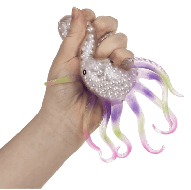 ASMR fidget octopus in de hand geknepen – voelbare druk en klikgeluid