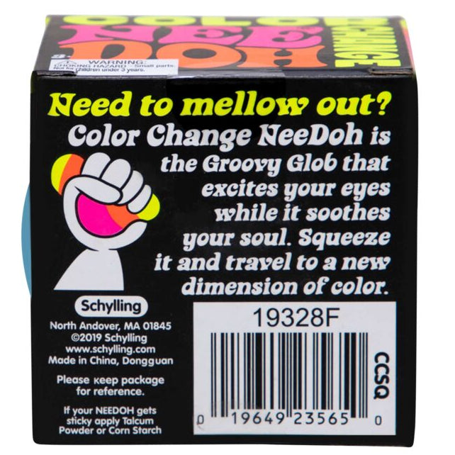 Achterzijde verpakking NeeDoh kleurveranderend met productinformatie