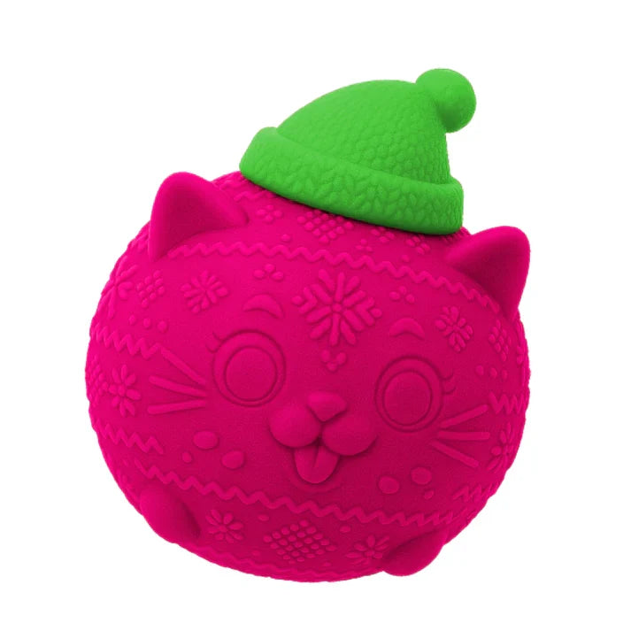Close-up van de roze gebreide look van de NeeDoh Knittens antistressbal
