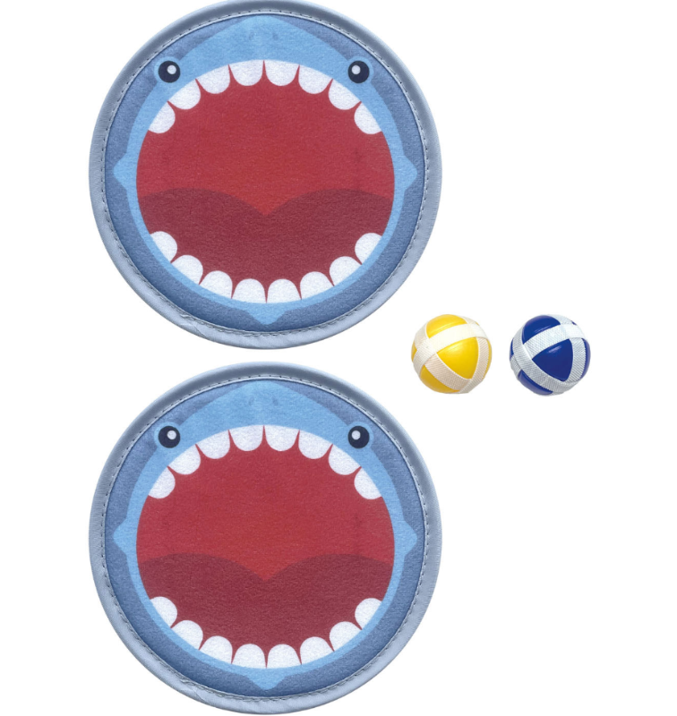 Klittenband vangspel met twee haai handborden en twee lichte klittenballetjes