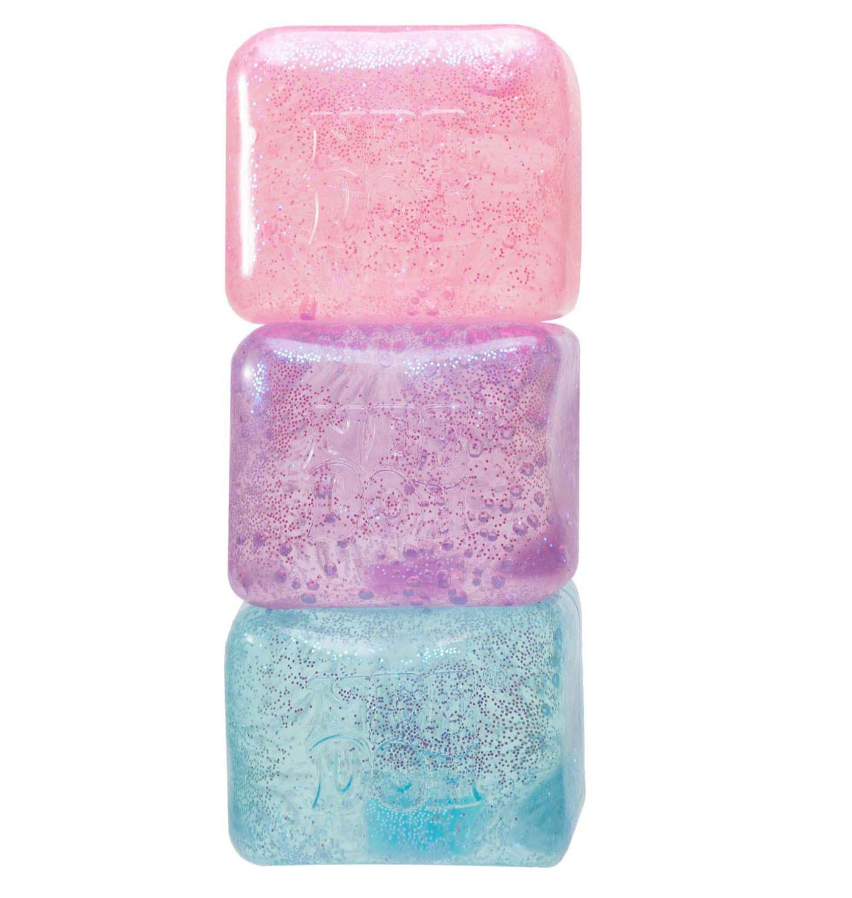 Needoh Glitter & Glow Nice Cube , Needoh drie kleuren roze, paars en blauw, vermeld je voorkeur, fidget toys