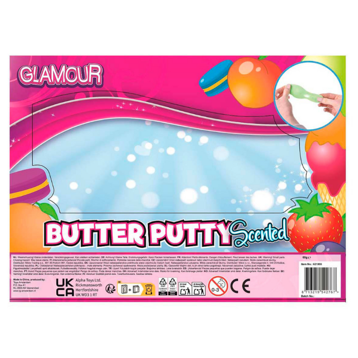 achterkant verpakking butter putty scented, sensoriek materiaal, geur speelgoed