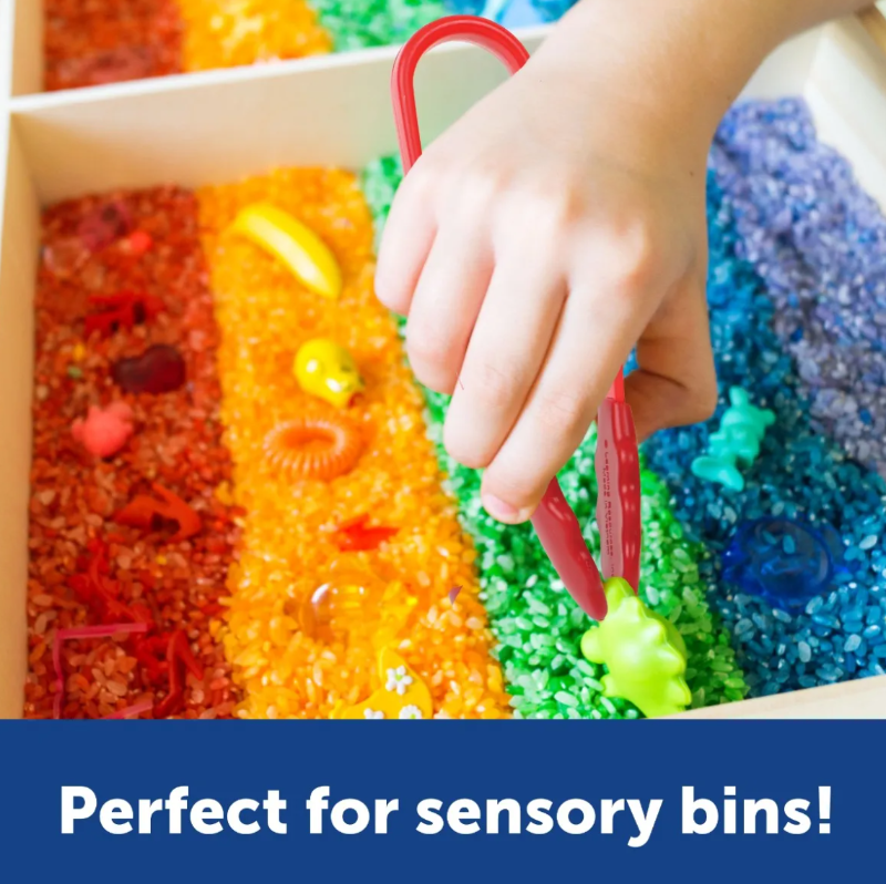 sensoriek bak kinder tangen, silicone kindertang, fijne motoriek tang, motoriekmateriaal van learning resouces