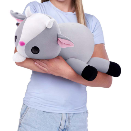 kind knuffelt verzwaringsknuffel geit Hug-A-Lumps voor ontspanning en geborgenheid