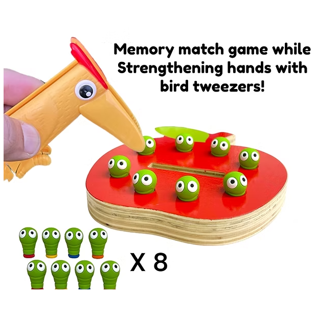 Bodemplaat met wormen en tang voor het versterken van handspieren en fijne motoriek