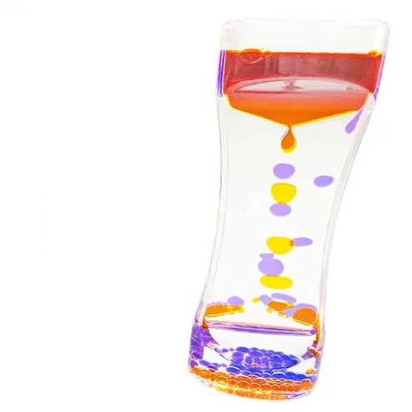 liquid sanduhr, lava bubbles oranje paars, si materiaal