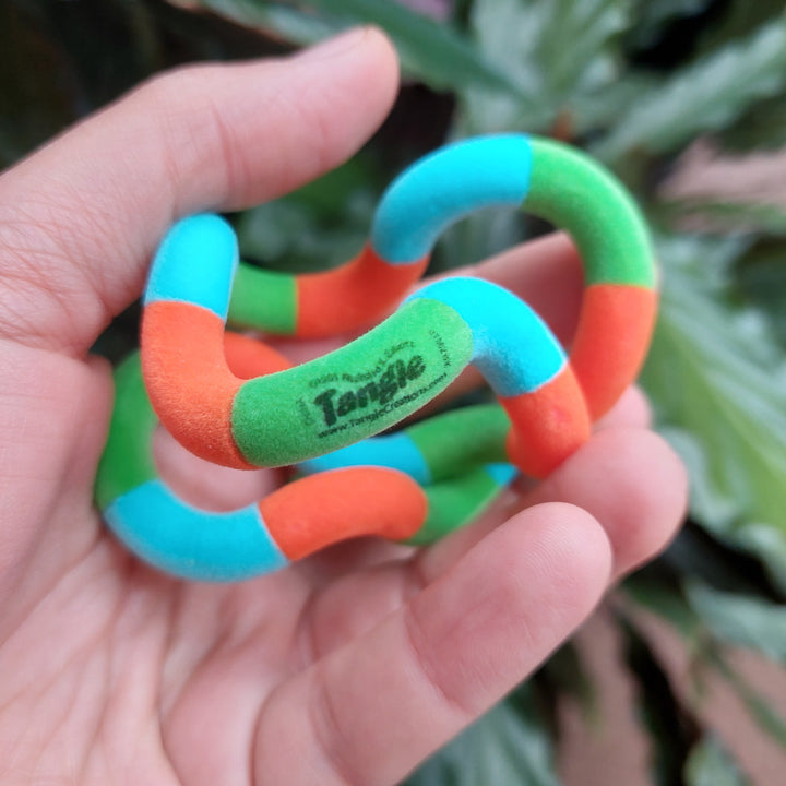 Tangle Tangle flanel zachte oranje-blauw-groen