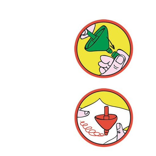 instructie tekentollen, dop afhalen, laten tollen, fijne motoriek en behendigheid