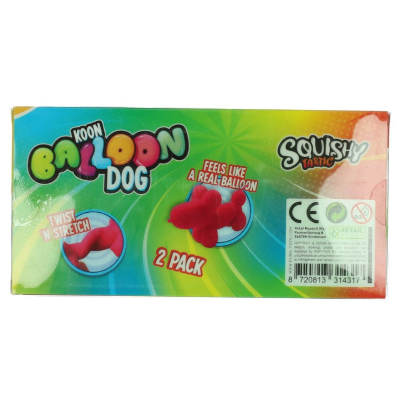 achterkant doos koon balloon dog squishy tastic, fidget