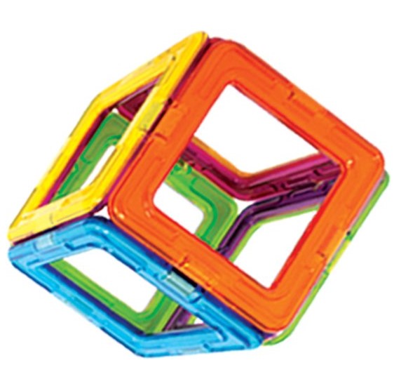 kubus van magformer vierkantjes, magneetspeelgoed