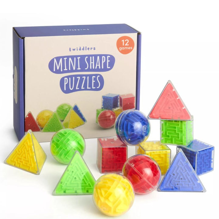 mini shape puzzles, behendigheidspuzzel set van 12 stuks