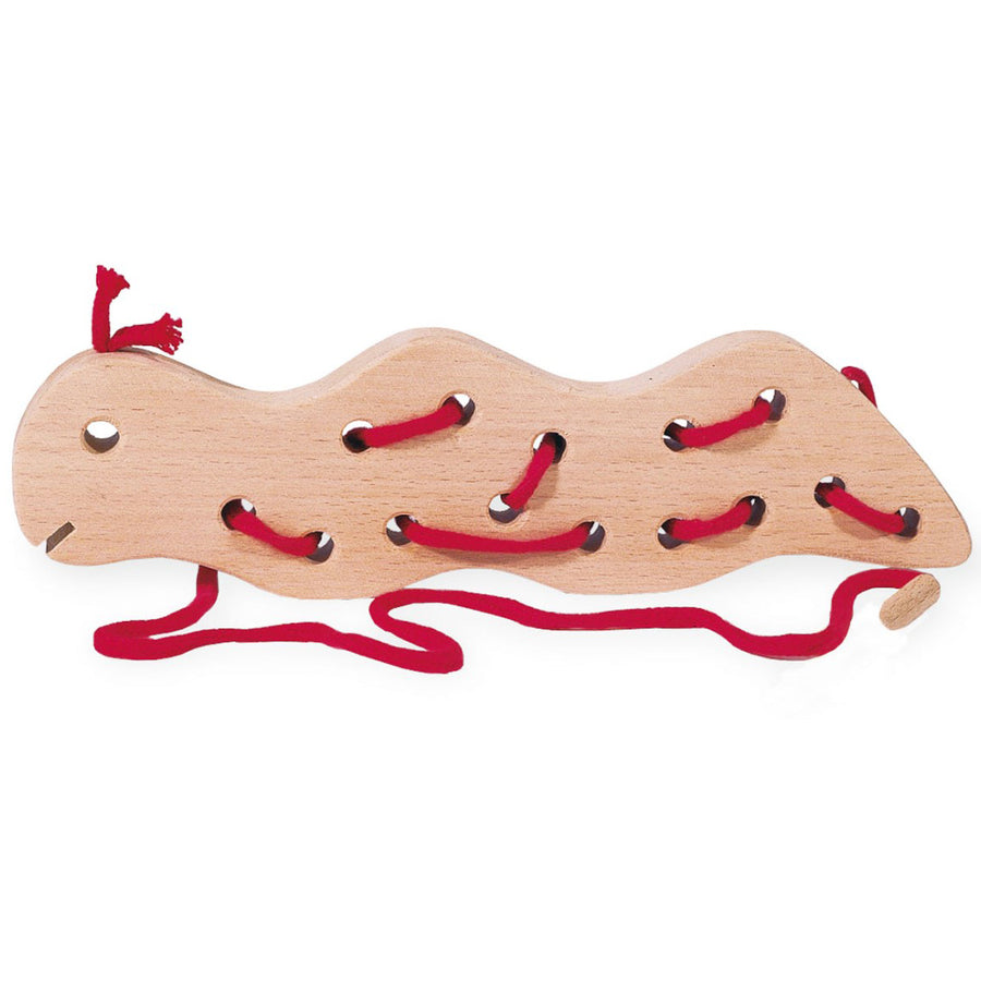 houten rijgworm, naaiworm, leren rijgen, rijghulp naald