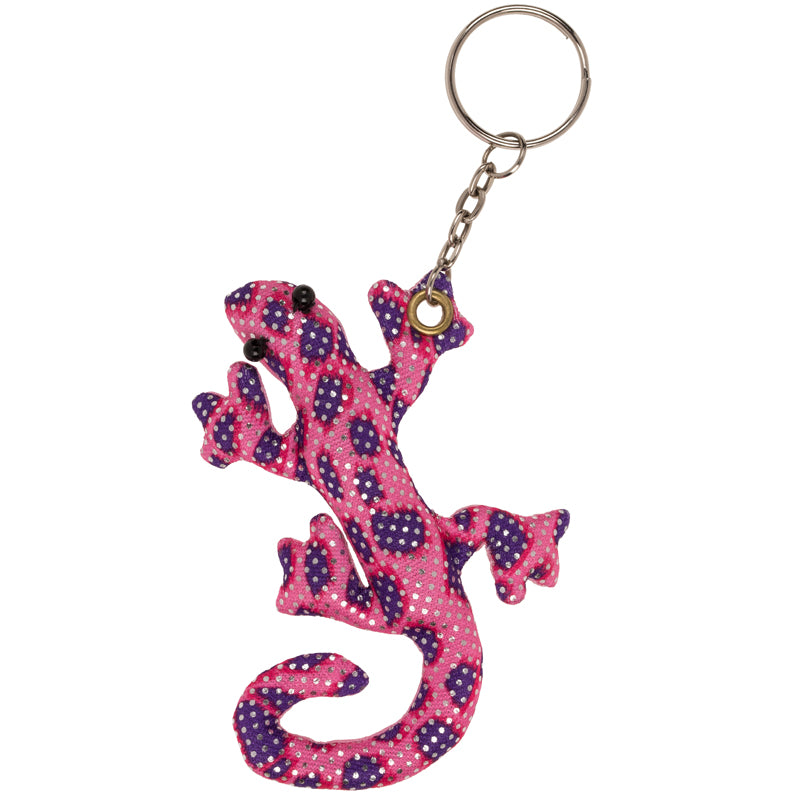 Roze zanddier hagedis sleutelhanger met voelbaar zand, compact sensorisch fidgetmateriaal voor fijne motoriek, concentratie en zelfregulatie, bevestigd aan sleutelring.