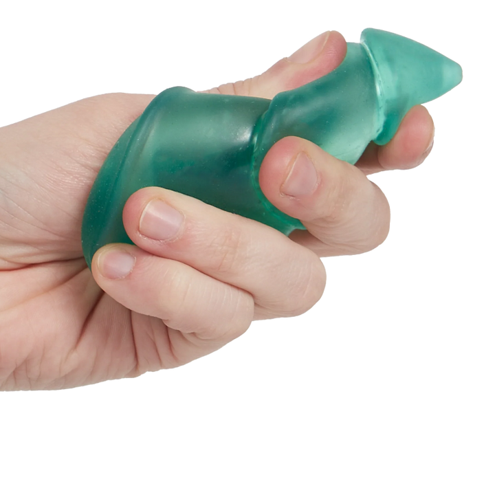 hand houd speks christimas tree anti stress bal vast. si materiaal van toys42hands