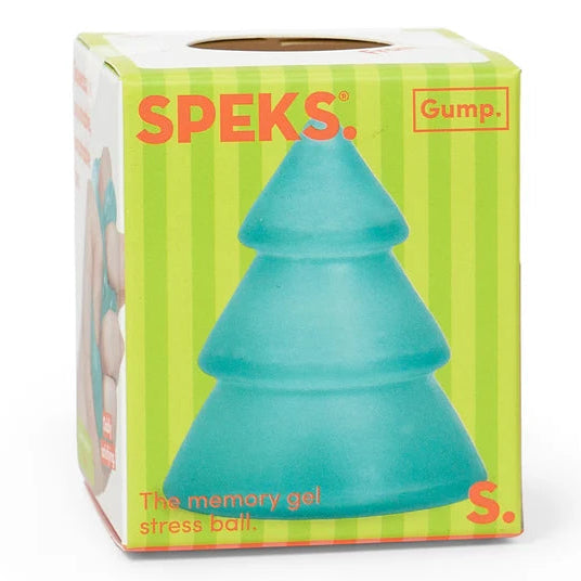 speks gump tree, memory gel stress ball in verpakking, christmastree, xmas tree, kerst fidget