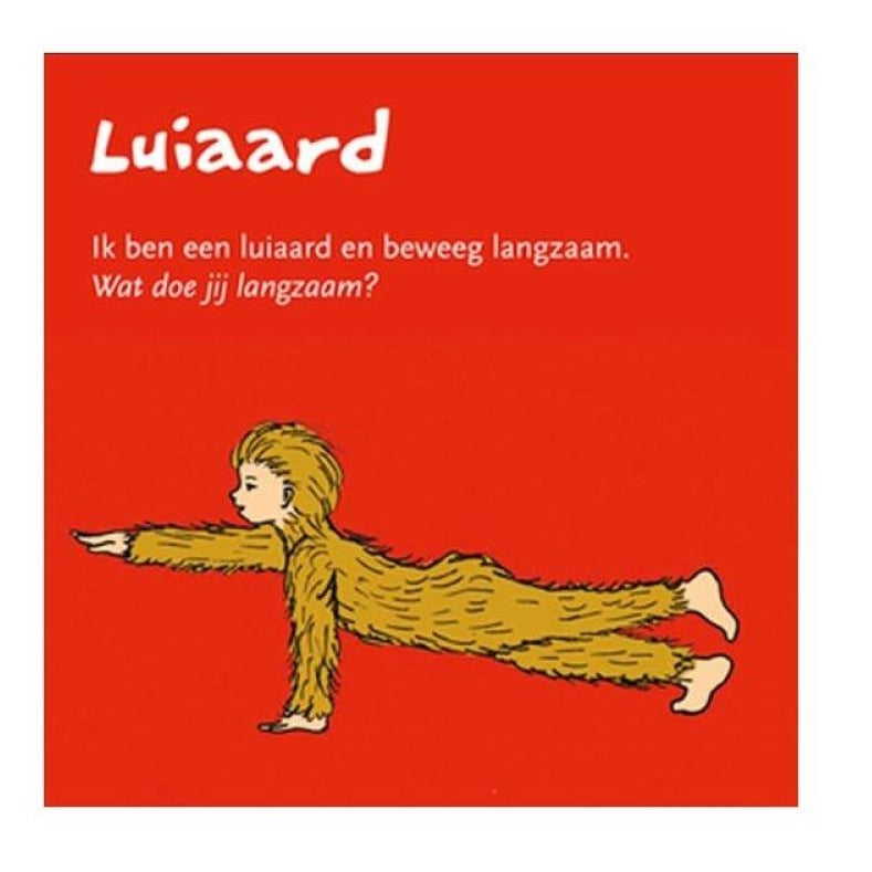 Kinderyoga grove motoriek evenwicht en balans, spelkaarten van helen purperhart, voorbeeldkaart luiaard