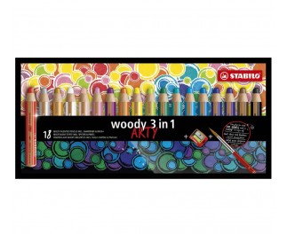 Stabilo Woody 3 in 1 ARTY mit Spitzer 18 Stück