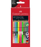 Faber Castell Buntstifte Grip 12 Stück, neon, metallic und pastel