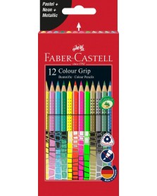 Faber Castell Grip 12 stuks, neon, metalic en pastel