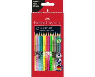 Faber Castell Buntstifte Grip 12 Stück, neon, metallic und pastel
