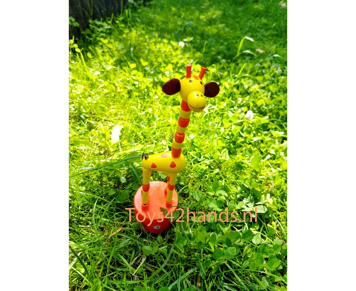Wackeltiere Drückfiguren Drücktiere Giraffen aus Holz 19cm 3 gr 